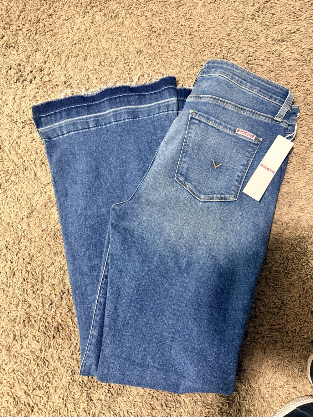 Hudson Jeans Women’s Mid-Blue Bootcut Jeans with Raw Hem